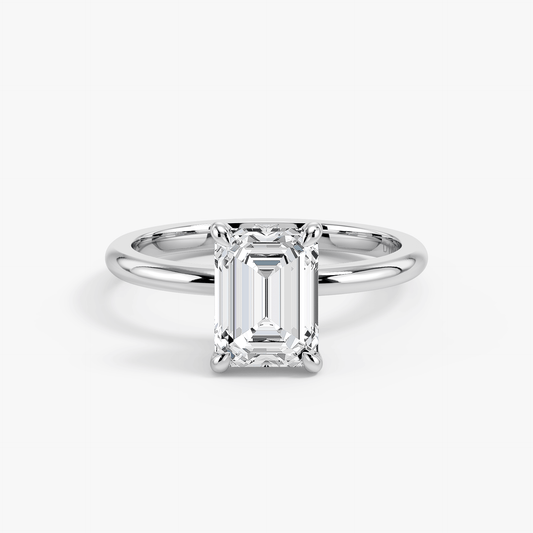 The Classic – Emerald Lab Grown Diamond Ring, Platinum