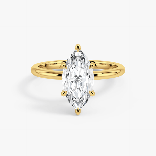 The Classic – Marquise Lab Grown Diamond Ring, 18k Yellow Gold